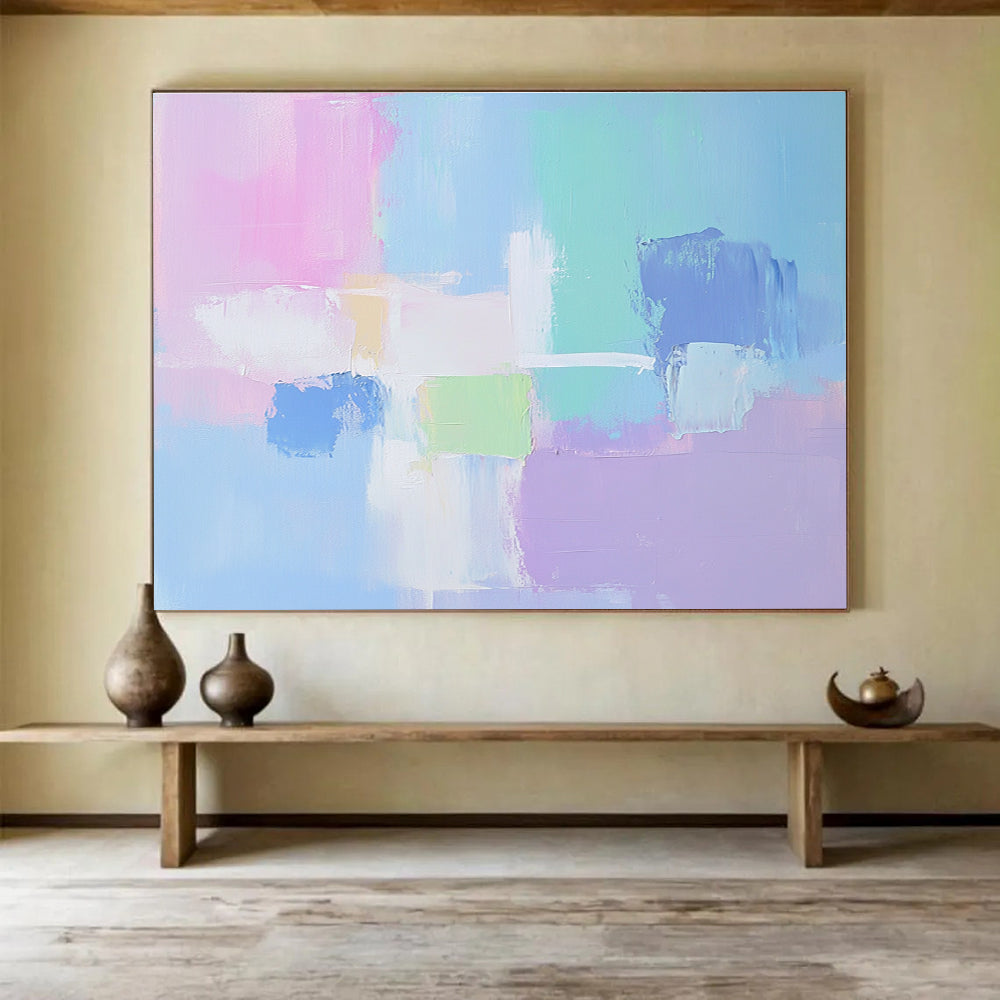 Pastel Color Block Abstract Painting with Delicate Harmony ABS414