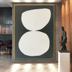 White Organic Shapes on Black Abstract Painting with Clean Contrast WINK269