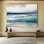 Serene Sea and Sky Abstract Painting for Coastal Calm YHT050