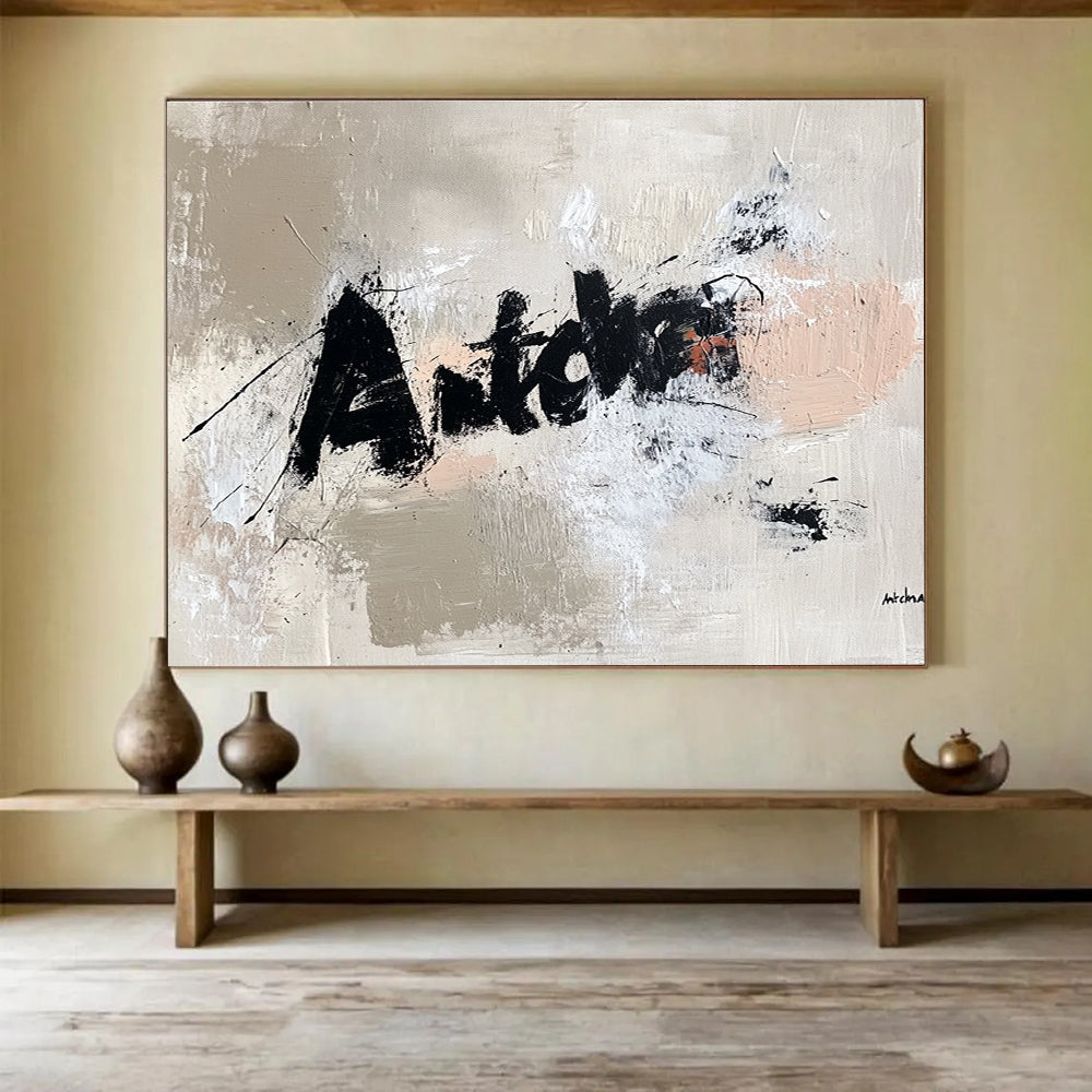 “Antcha” Text Abstract Painting with Edgy, Street - Art Vibes ABS469