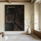 Dark Textured Cubes Abstract Painting for Avant - Garde Art Spaces HENG497