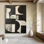Black and White Shapes with “fum” Conceptual Graphic Abstract Painting GAB0275