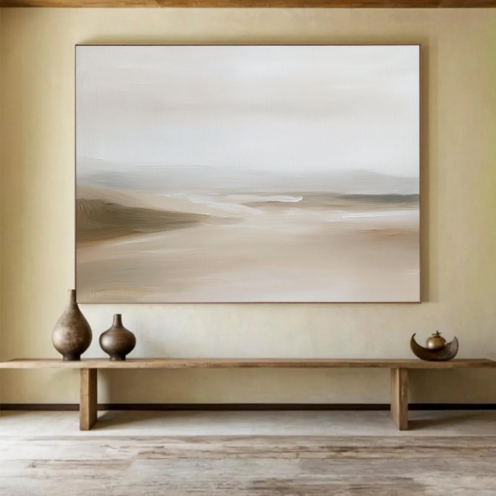 Minimalist Neutral Landscape Abstract Painting with Subtle Calm ABS592