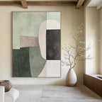 Green - Toned Geometric Abstract Painting for Modern Minimalist Spaces GAB1150