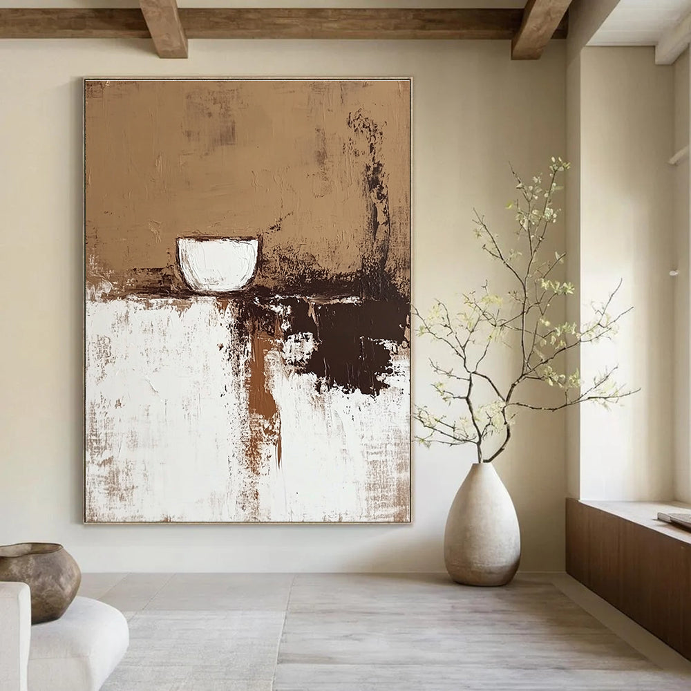 Abstract Cup and Textures Abstract Painting in Earth Tones GAB0047