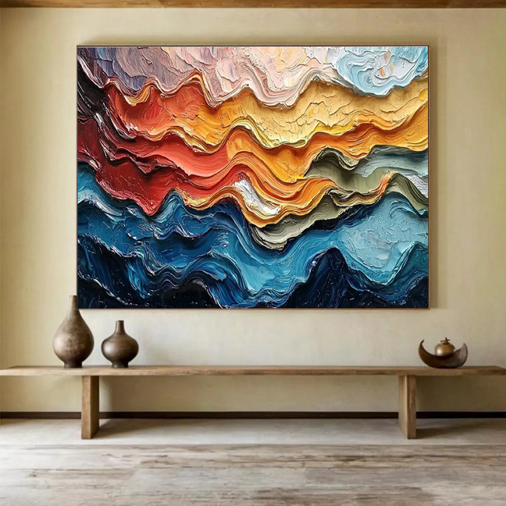 Colorful Wave Abstract Painting for Modern Beach Resorts YHT292