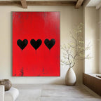 Red Hearts with Drips Edgy Abstract Painting GAB0325