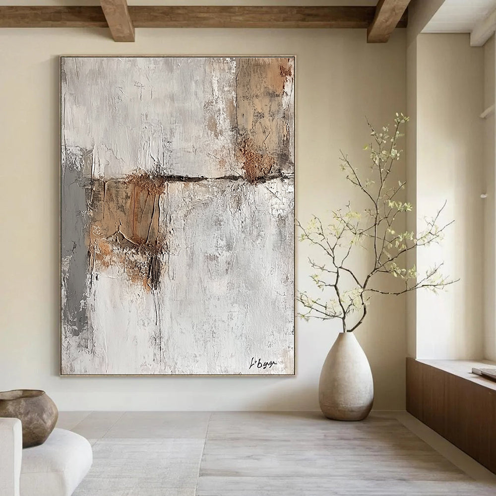 Textured Gray Abstract Painting for Industrial - Styled Lofts GAB1069