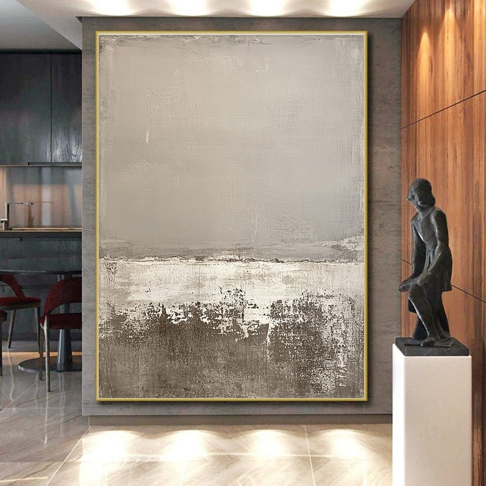Gray and White Minimalist Abstract Painting with Calm Simplicity WINK249