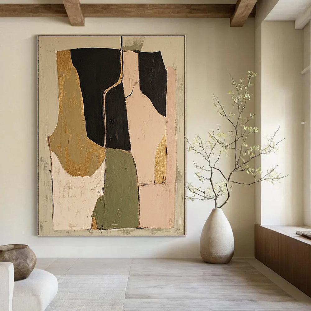 Gold - Accented Abstract Painting for Luxury - Styled Home Offices GAB0969