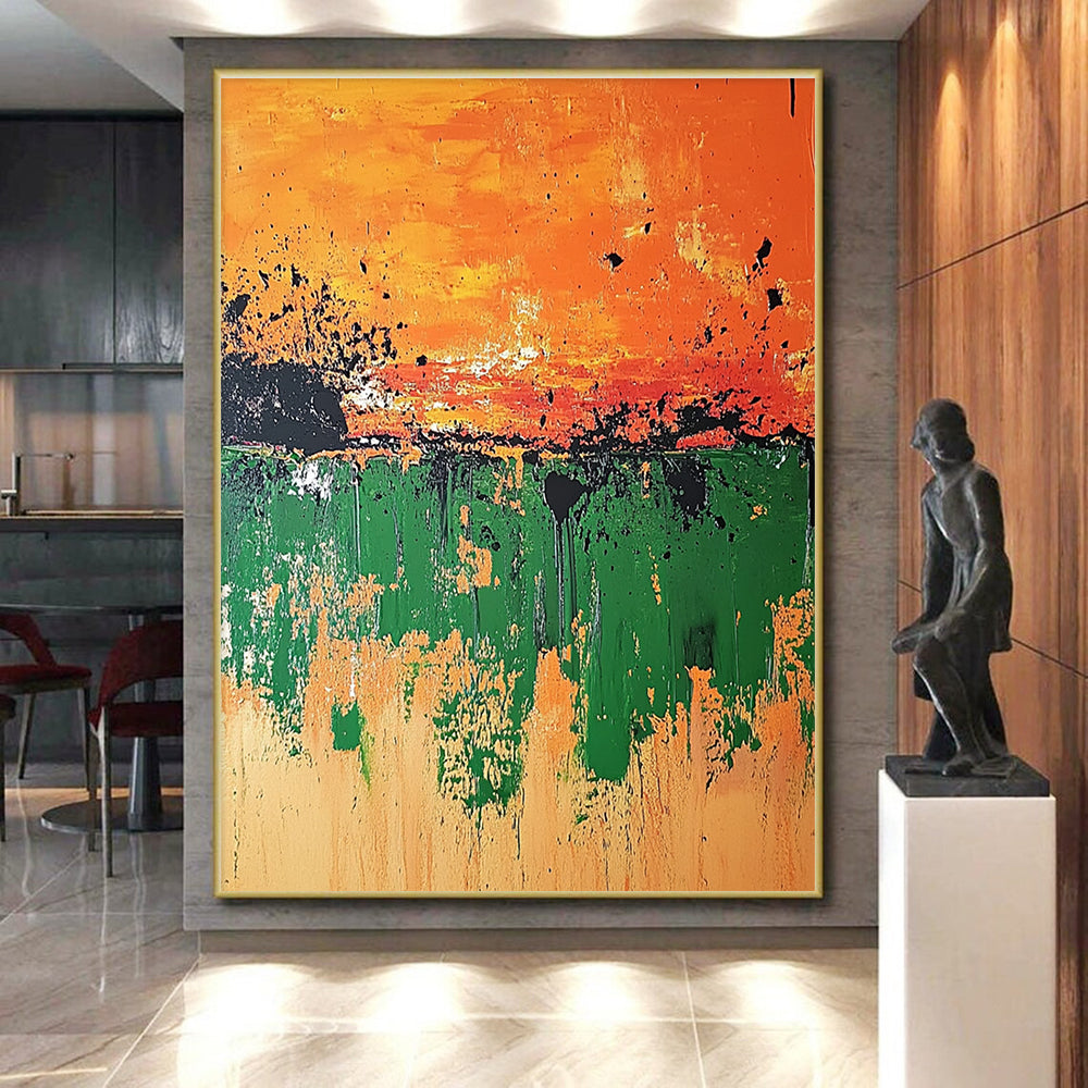 Dripping Field Abstract Painting with Raw Nature Textures WINK493