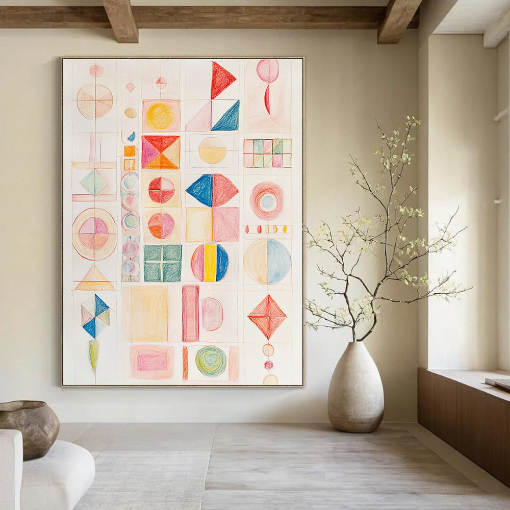 Colorful Geometric Grid Abstract Painting of Order and Color GAB0119
