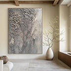 Textured Grey Complexity Abstract Painting of Intricate Surfaces GAB0088
