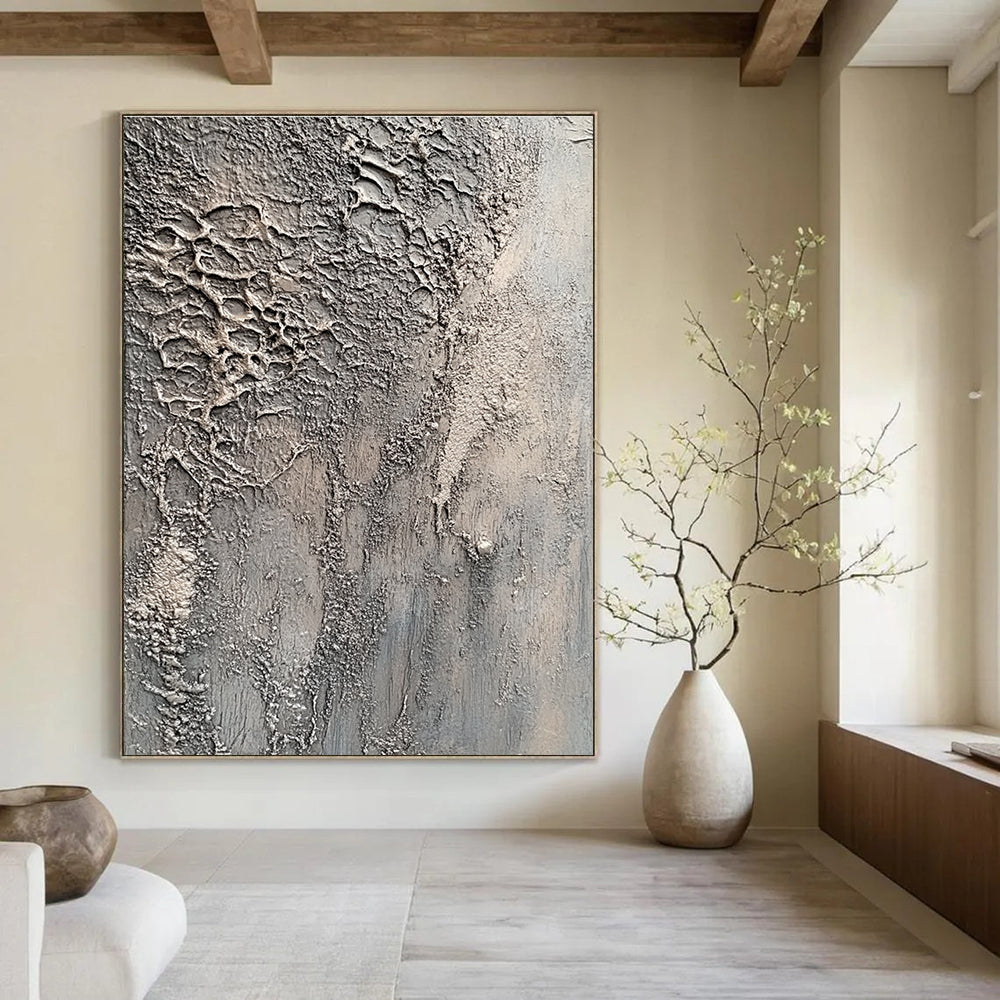 Textured Grey Complexity Abstract Painting of Intricate Surfaces GAB0088
