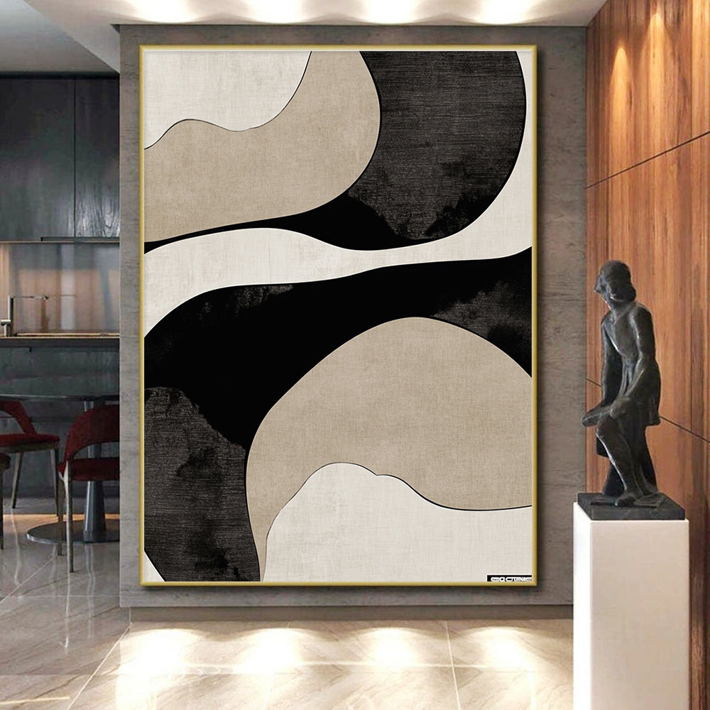 Curved Neutral Tones Abstract Painting with Elegant Flow WINK064
