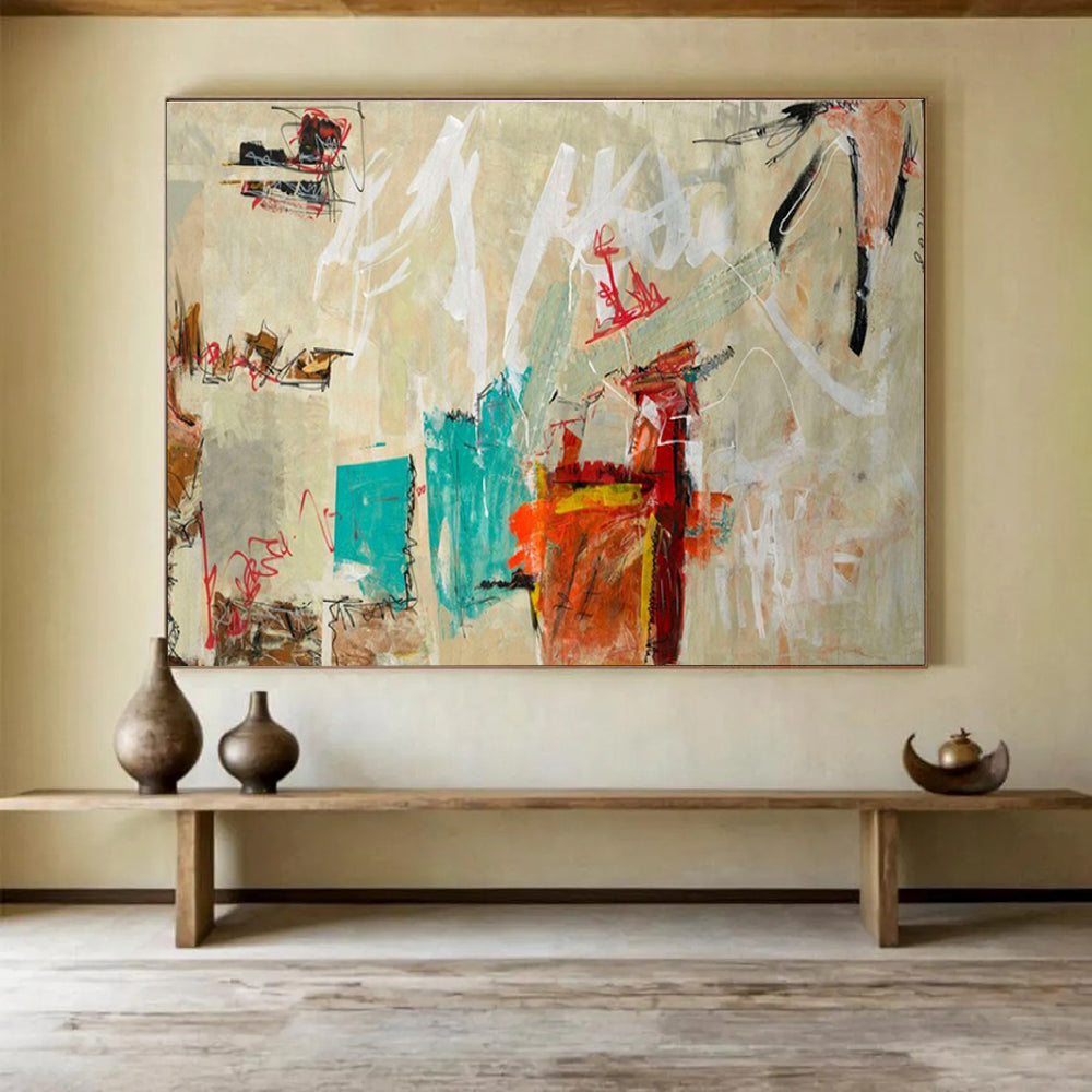 Neutral Tones Abstract Painting for Minimalist Living Rooms YHT238
