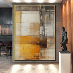 Brown Gray Yellow Abstract Painting with Industrial Charm WINK470