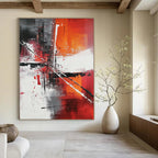 Vibrant Red and Orange Abstract Energetic Abstract Painting for Bold Interiors GAB1401