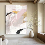 Pink - Gold Abstract Composition Painting for Feminine - Styled Boutiques HENG211