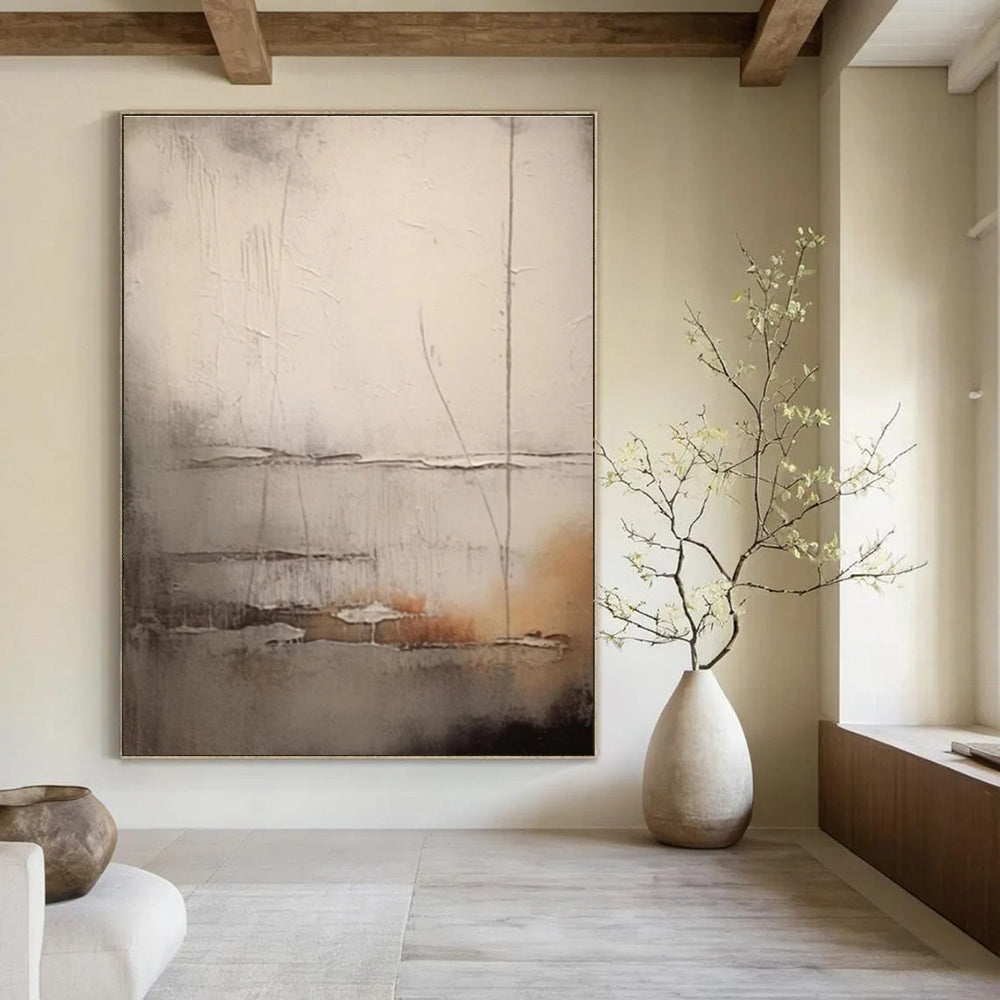 Subtle Gray Abstract Painting for Understated Living Spaces HENG442