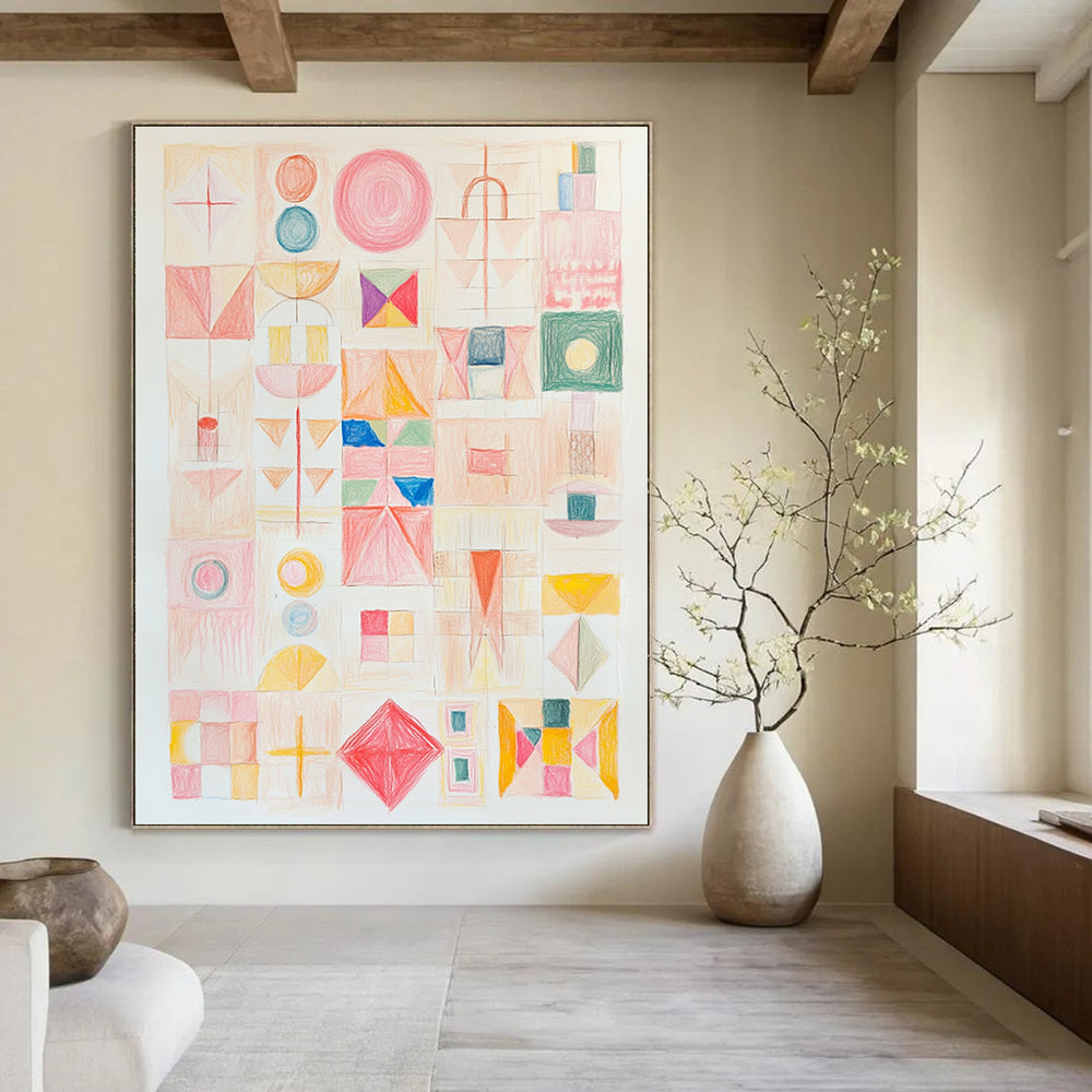 Colorful Geometric Collage Playful Abstract Painting GAB0365