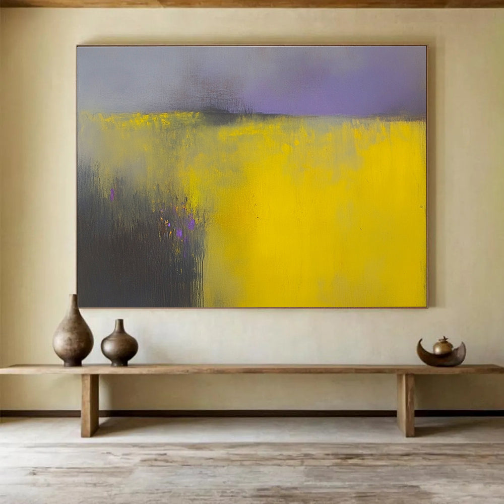Yellow and Purple Abstract Field  Dreamy Horizon ABS066