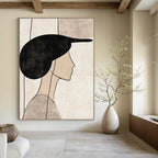 Abstract Woman with Hat Abstract Painting for Retro - Inspired Cafes GAB1377