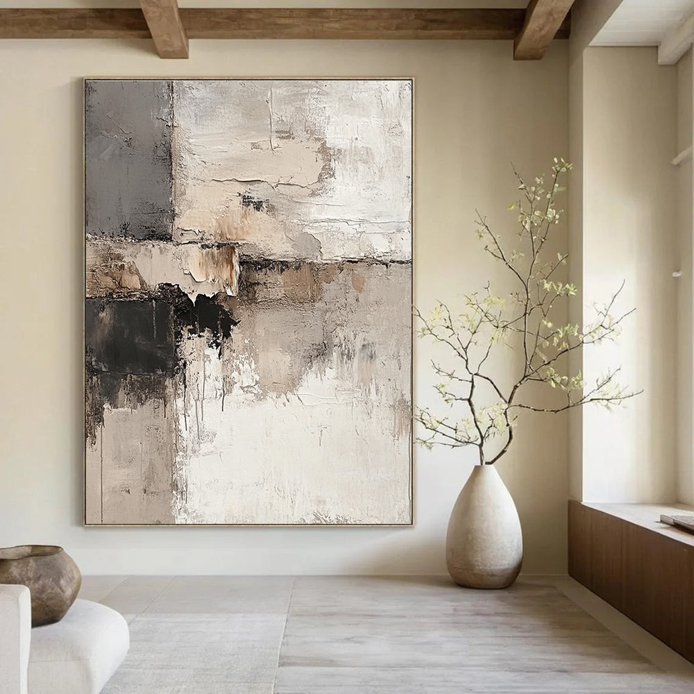Earth - Toned Textured Abstract Painting for Industrial Interiors GAB0740