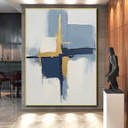 Blue Gold White Abstract Painting with Modern Elegance WINK566