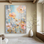 Delicate Floral Abstract Painting for Serene Bedrooms HENG431