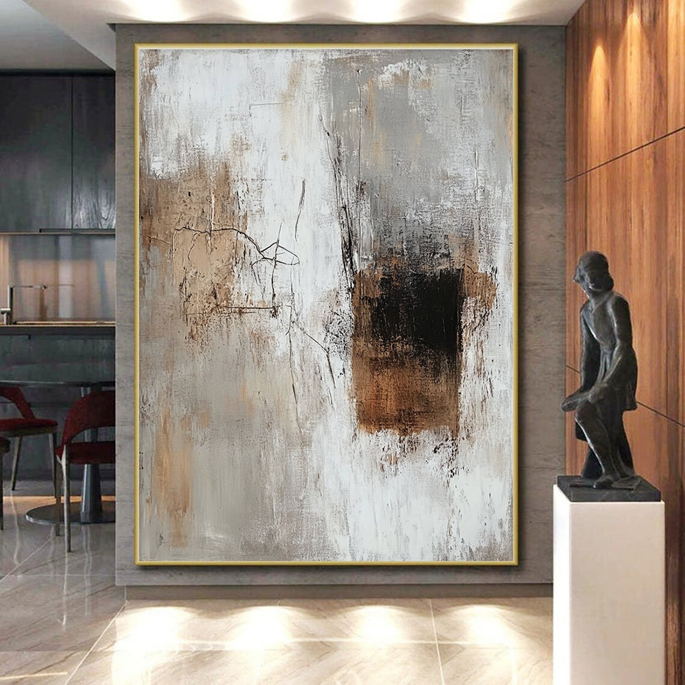 Beige Gray Abstract Textures Painting with Subtle Depth WINK689