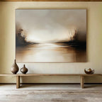 Misty River Scene Abstract Painting with Soft Tones ABS231