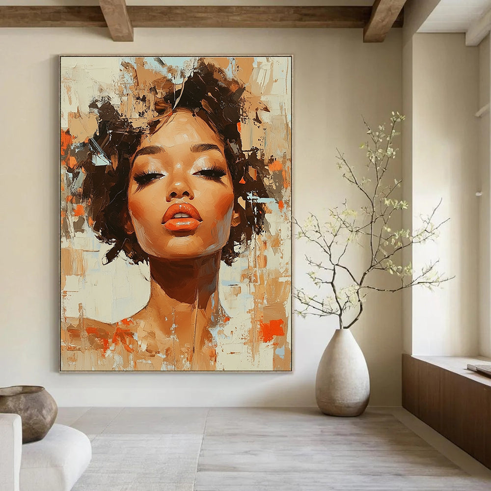 Portrait with Textured Background Abstract Painting for Creative Studio Lounges GAB1281