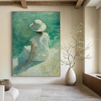 Lady by the Sea Abstract Painting for Coastal Home Bedrooms HENG088