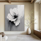 Gray - Toned Floral Abstract Painting for Modern Living Rooms GAB1001