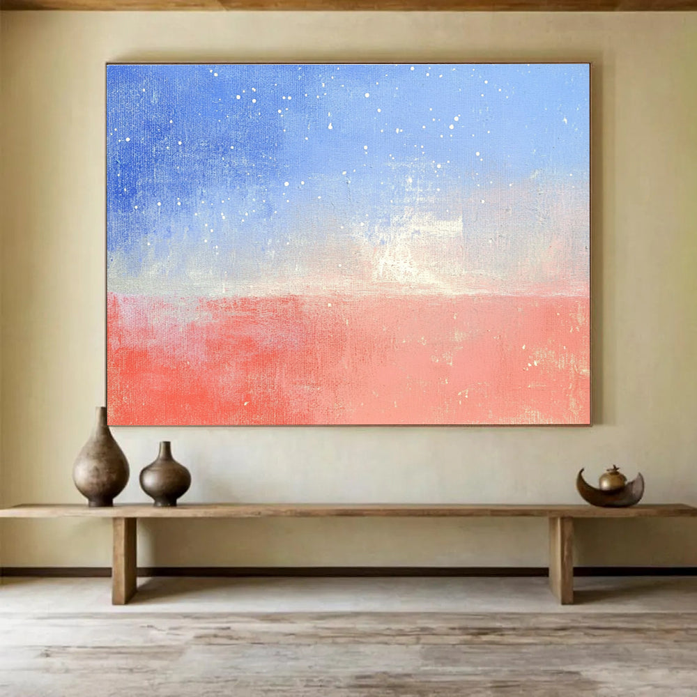Starry Sky and Sea Abstract Painting with Serene, Celestial Ambiance ABS524