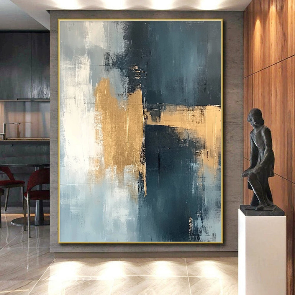 Gray - Gold Abstract Fusion Painting with Subtle Sophistication WINK380