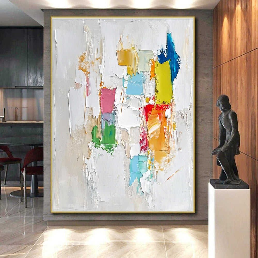Colorful Patchwork Abstract Painting with Joyful Diversity WINK479