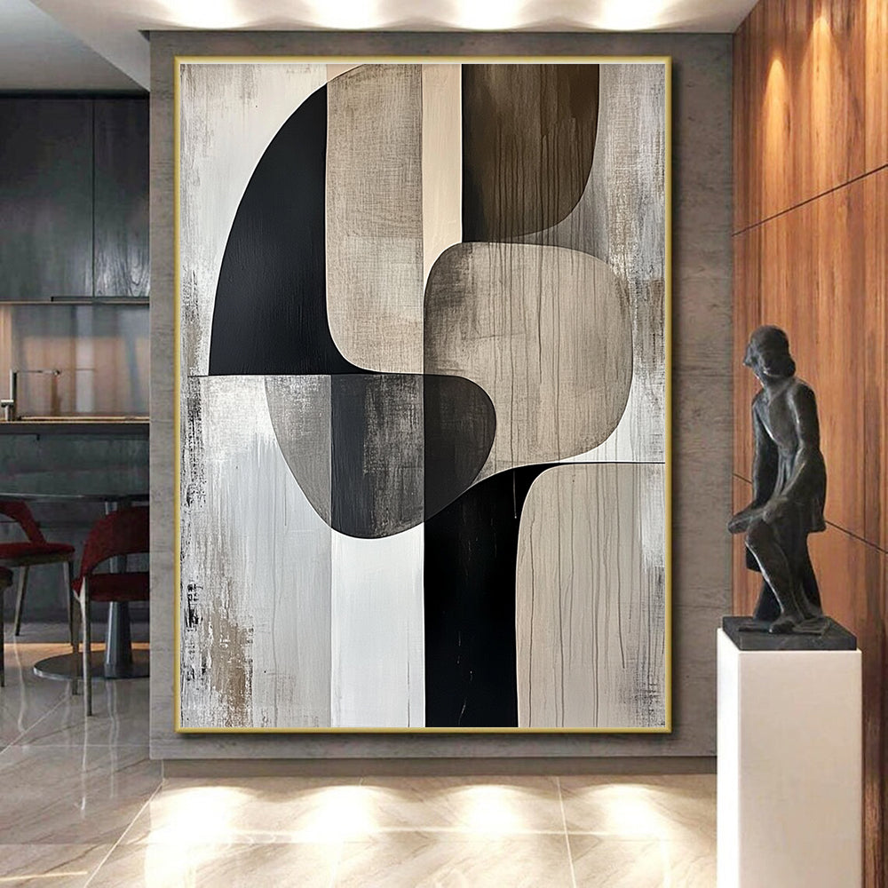 Monochrome Shapes Abstract Painting with Timeless Simplicity WINK694