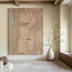 Beige Collage - Style Abstract Painting for Eclectic Interiors HENG336