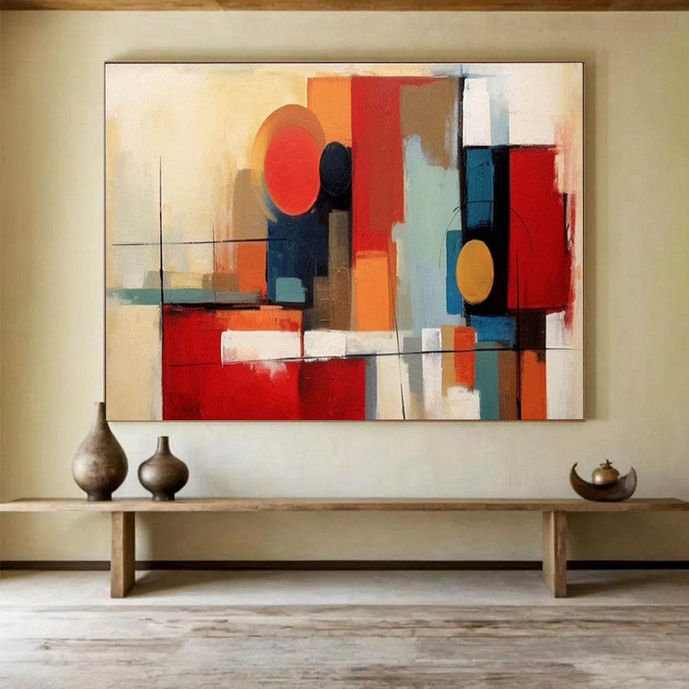 Geometric Color Block Abstract Painting for Urban Office Interiors YHT219