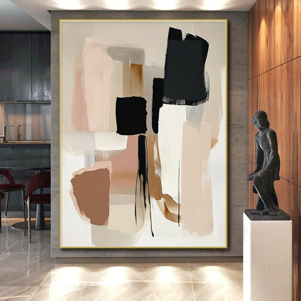 Neutral Tones Block Abstract Painting with Subtle Sophistication WINK791