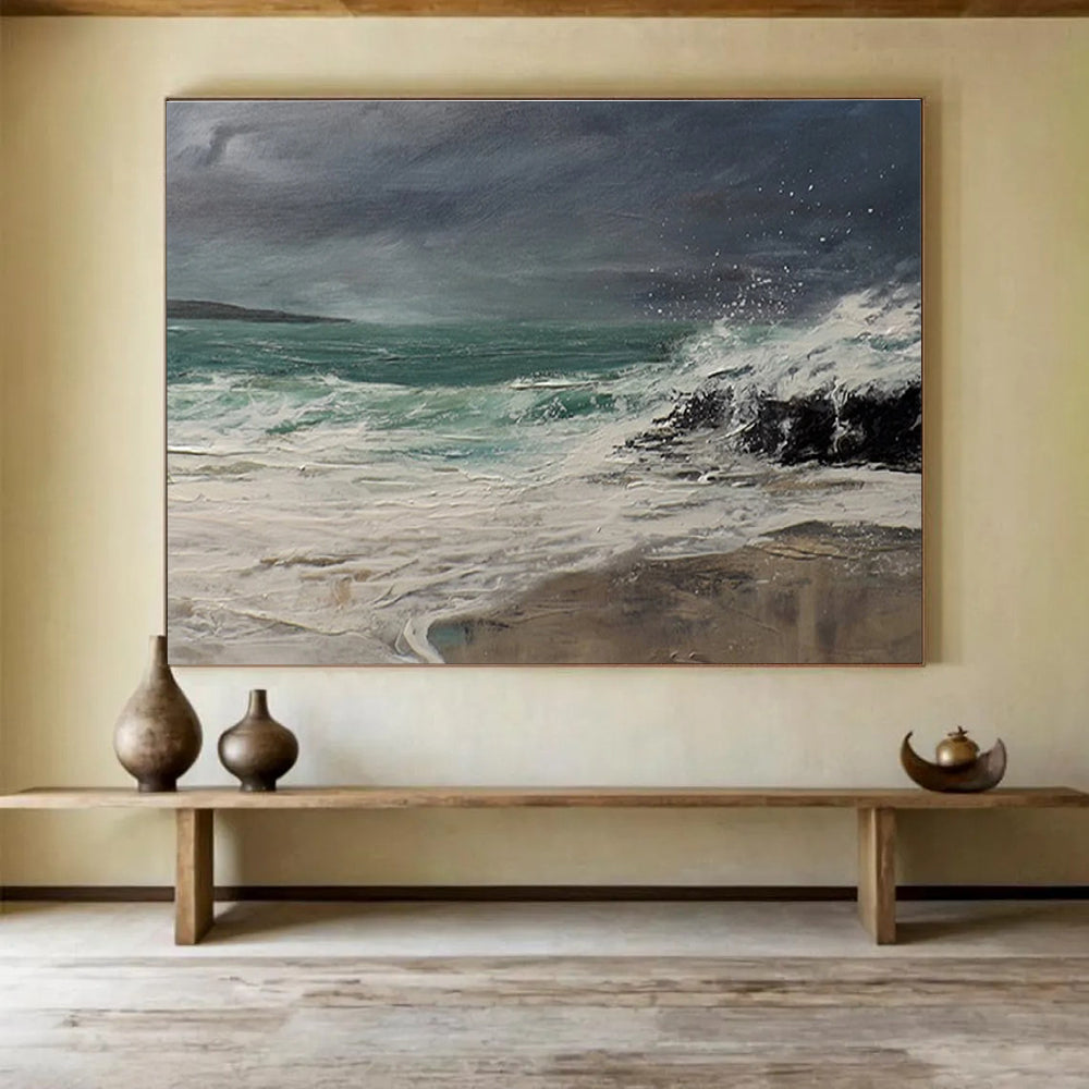 Stormy Sea Abstract Dramatic Seascape Painting for Bold Interiors YHT042