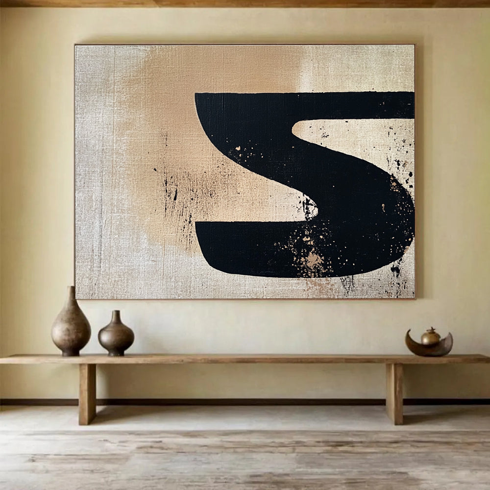 Black - Beige “S” Abstract  Bold Graphic Impact ABS094