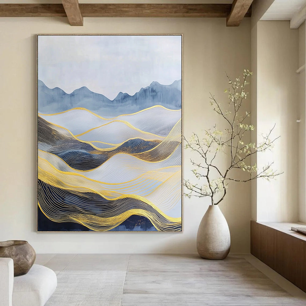 Golden Wave Mountainscape - Opulent Landscape Abstract Art GAB0414