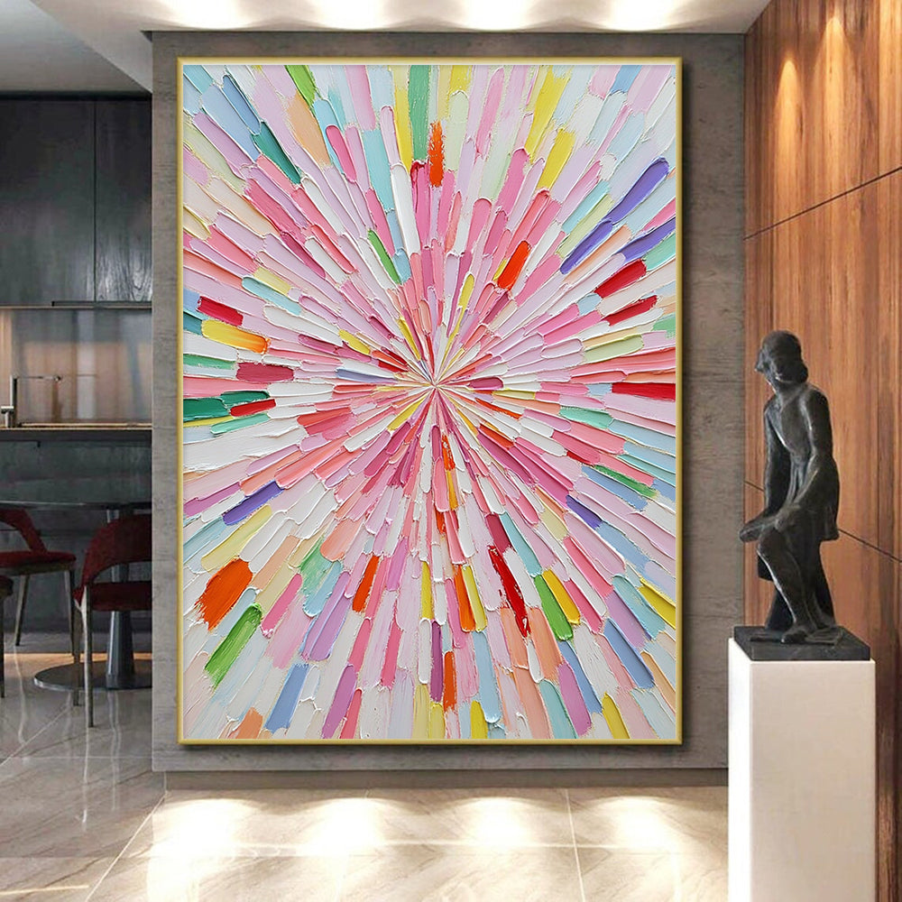 Colorful Radial Burst Abstract Painting with Vibrant Energy WINK124