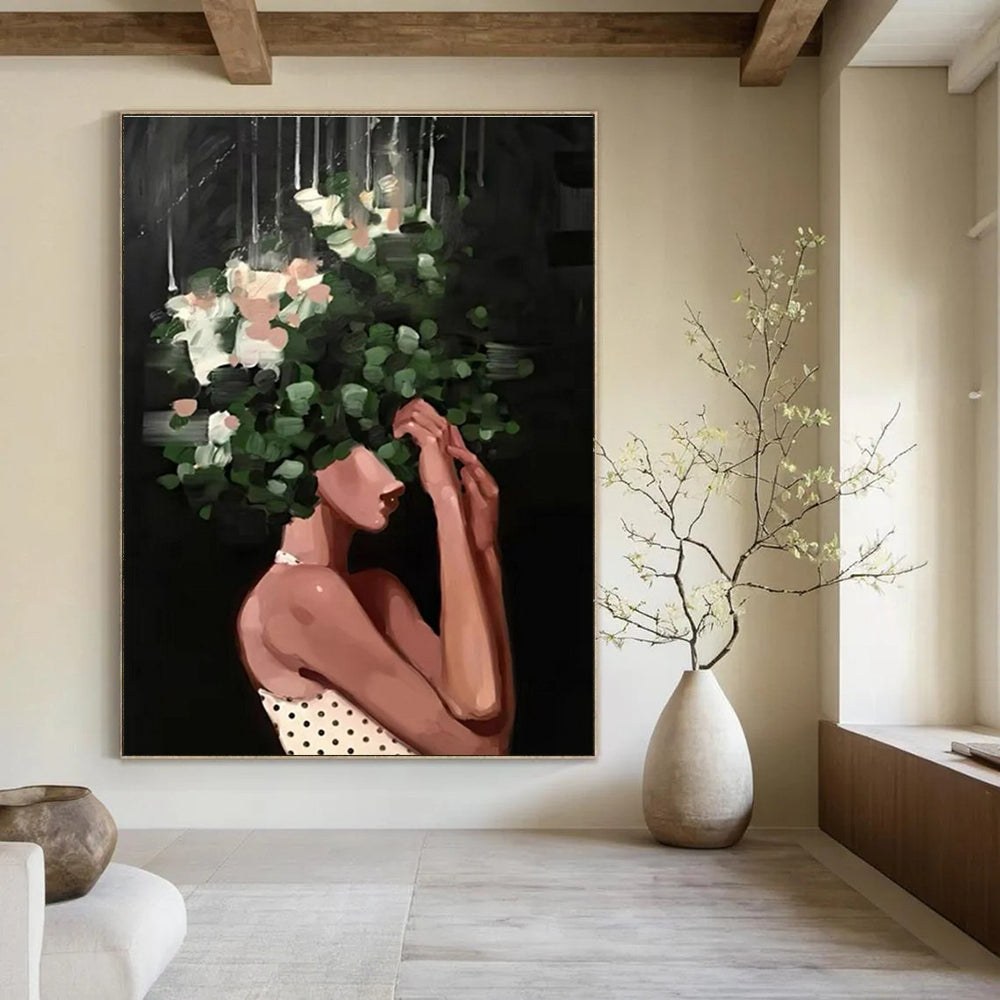 Woman with Floral Headpiece Painting for Bohemian - Styled Spaces HENG323