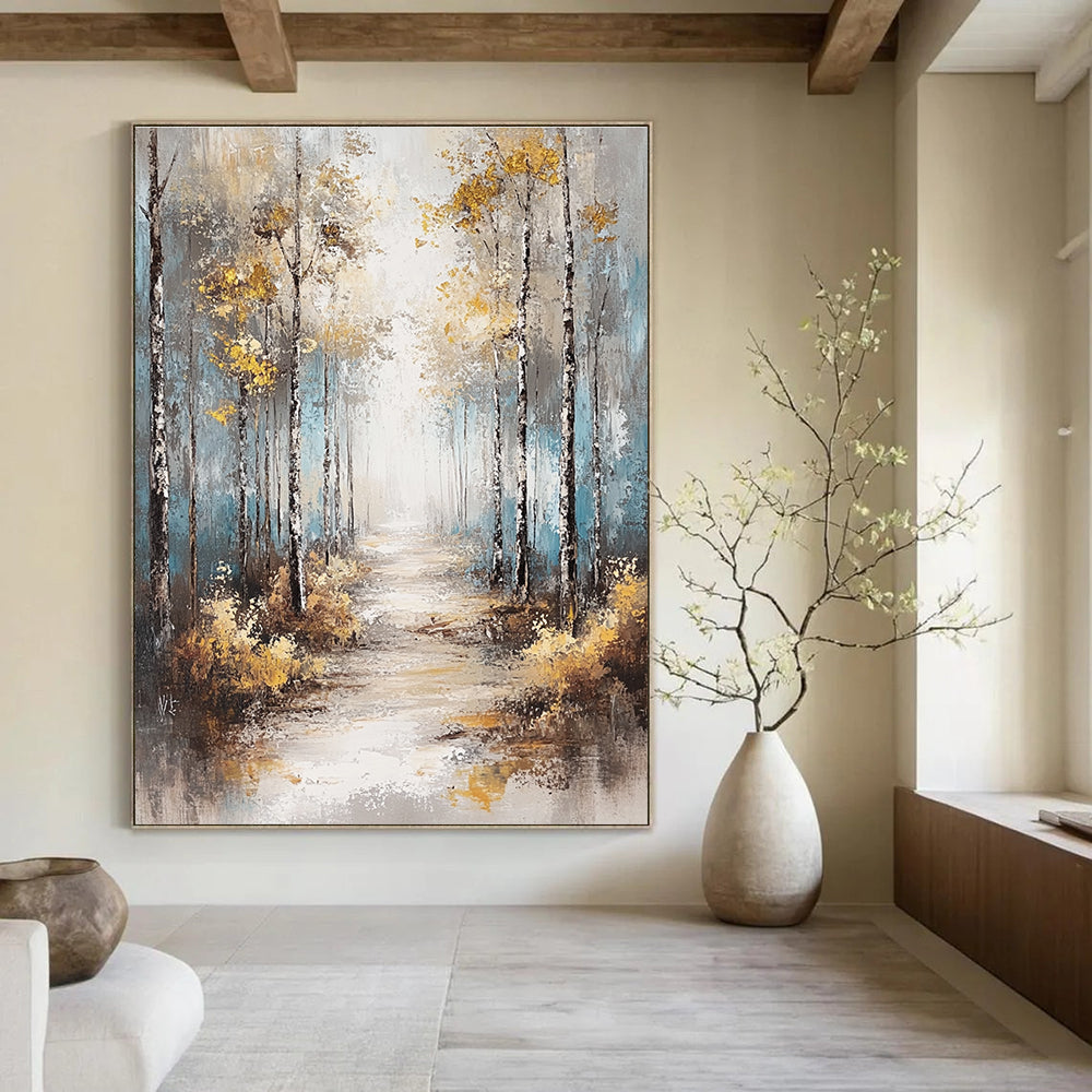 Golden Forest Path - Enchanted Landscape Abstract Painting GAB0500