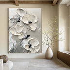 Multi - Flower Relief Abstract Painting for Botanical - Themed Studios GAB1004