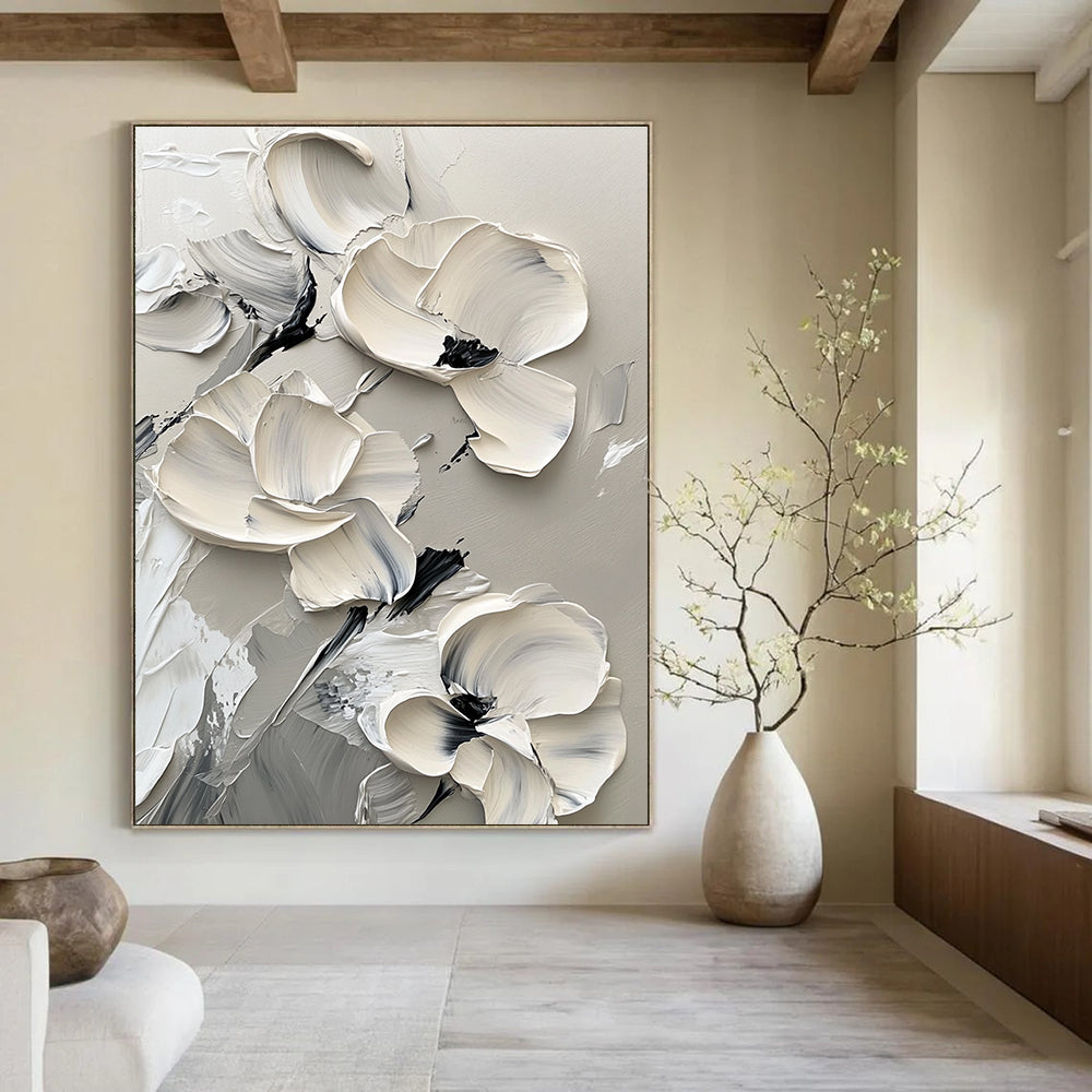 Multi - Flower Relief Abstract Painting for Botanical - Themed Studios GAB1004